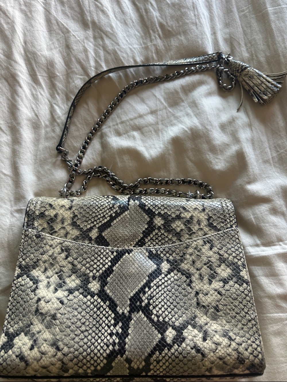 Tory Burch Snake-Print Crossbody Bag in Cream and Black - Picture 4 of 5